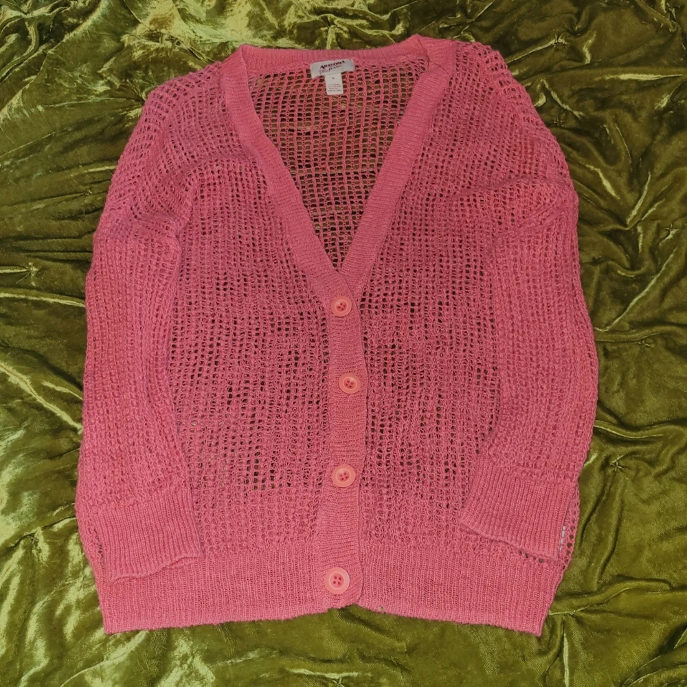 coral Arizona Jean OG crochet cardigan